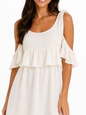Peach Love White Cold Shoulder dress